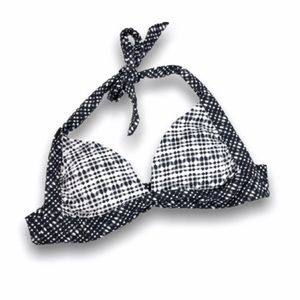 Athleta Triangle Bikini Top White Black Print